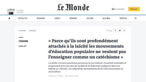 Tribune – Pour l’éducation populaire, la laïcité n’est pas un catéchisme