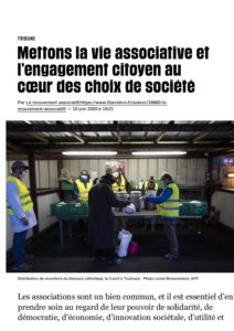 TRIBUNE – Mettons la vie associative et l’engagement citoyen au cœur des choix de société !